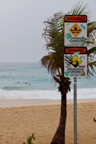 Sandy Beach warning signs